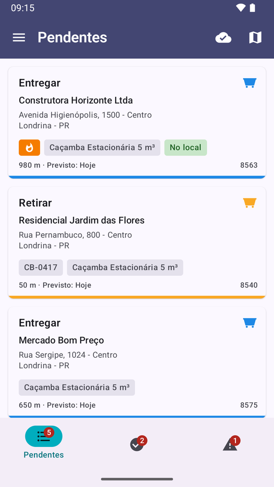 No caminhão: o app Hórus Motoristas — tela 1