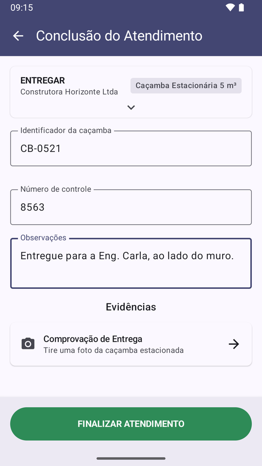 No caminhão: o app Hórus Motoristas — tela 3