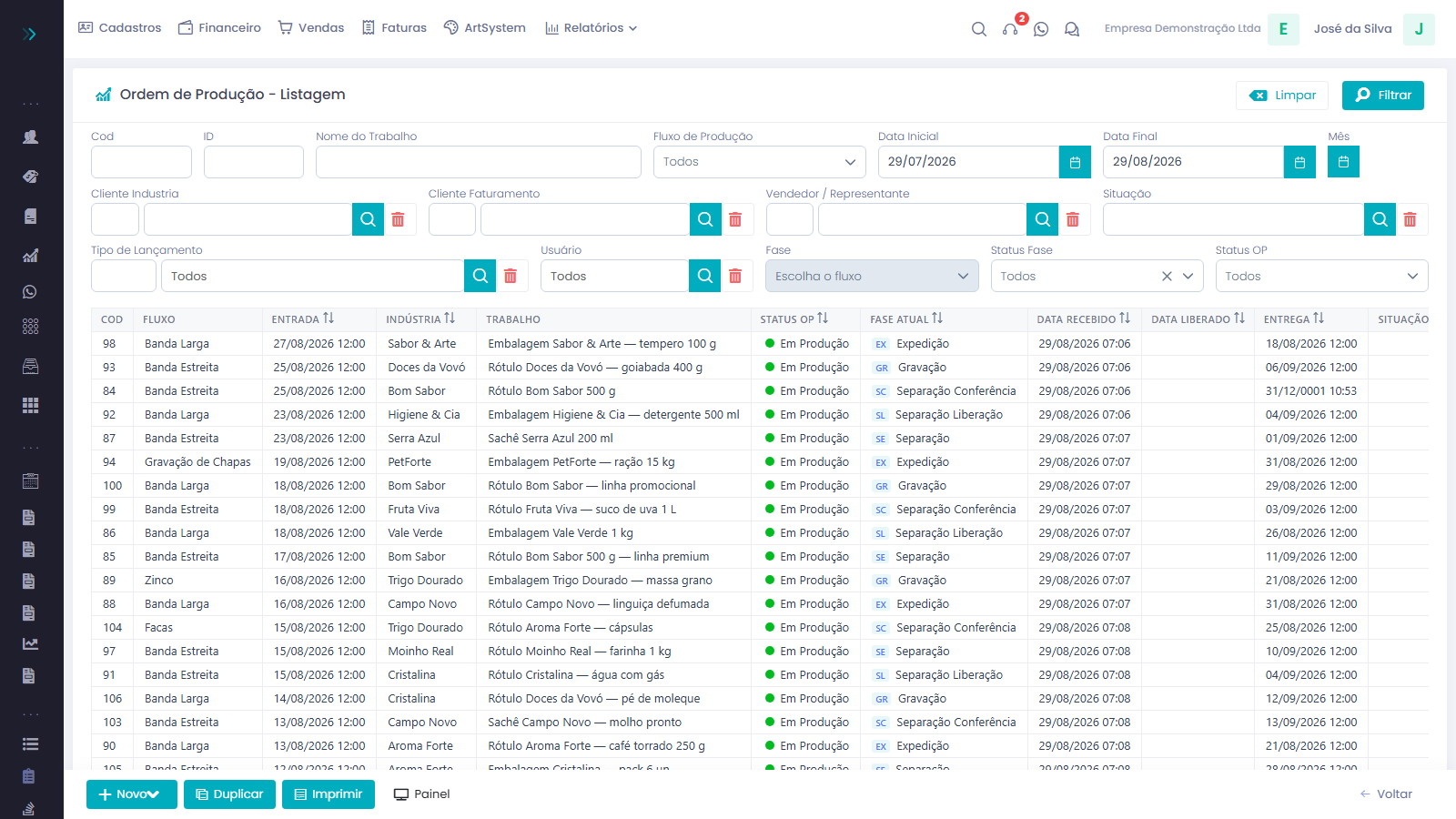 ArtSystem Web — tela 3